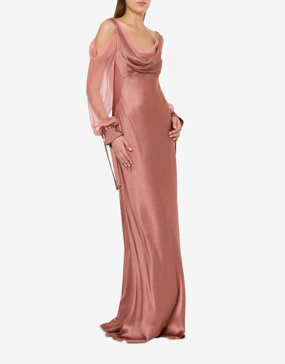 Alberta Ferretti Abito in raso con maniche in chiffon Spedizione Gratuita