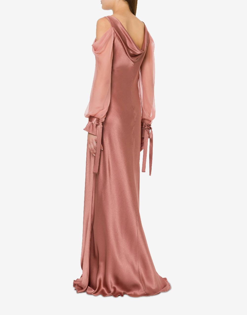 Alberta Ferretti Abito in raso con maniche in chiffon Spedizione Gratuita