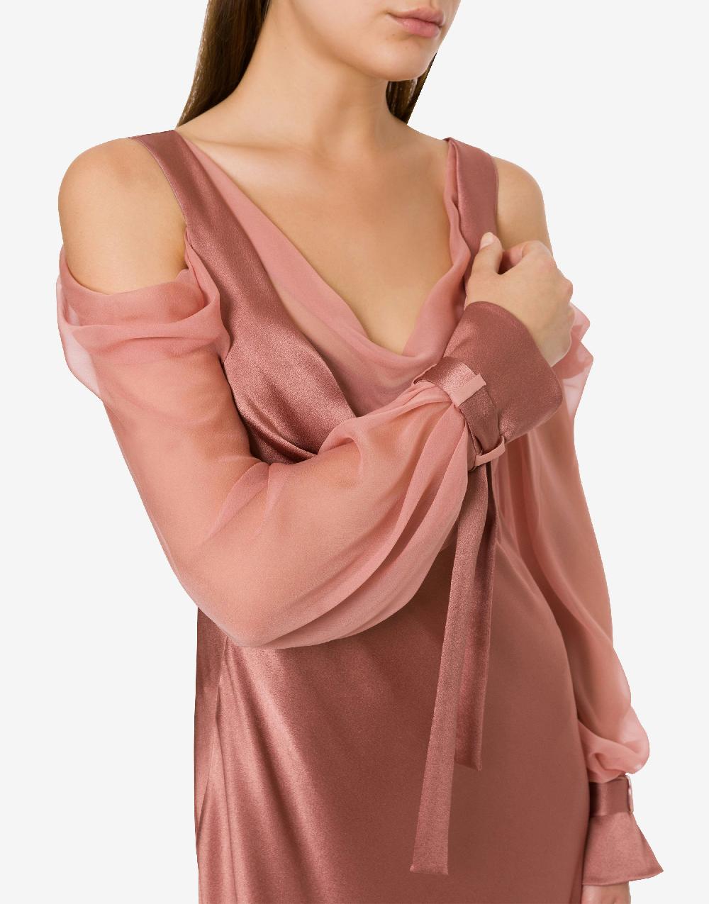 Alberta Ferretti Abito in raso con maniche in chiffon Spedizione Gratuita