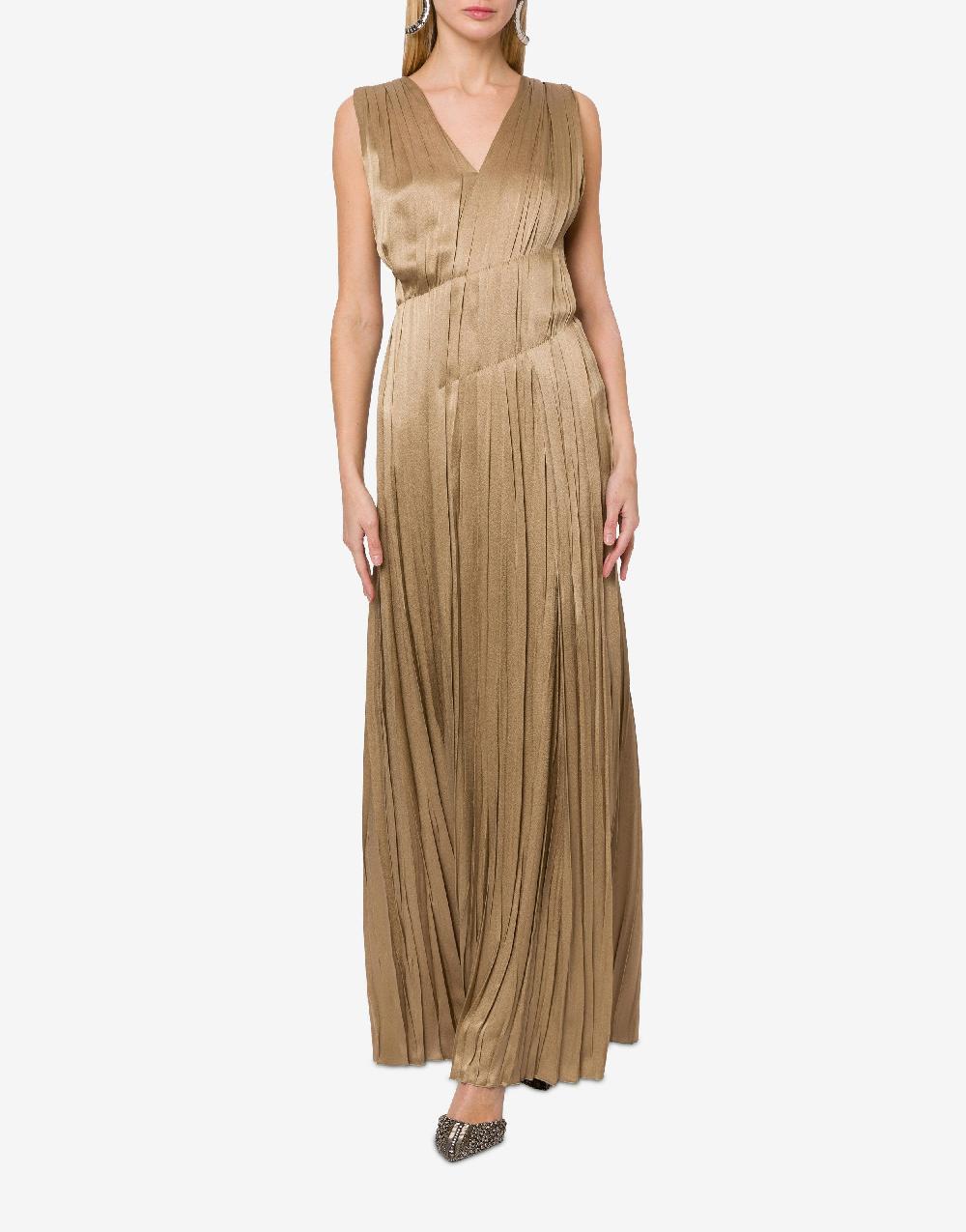 Alberta Ferretti Abito lungo in raso con plissé Promozione
