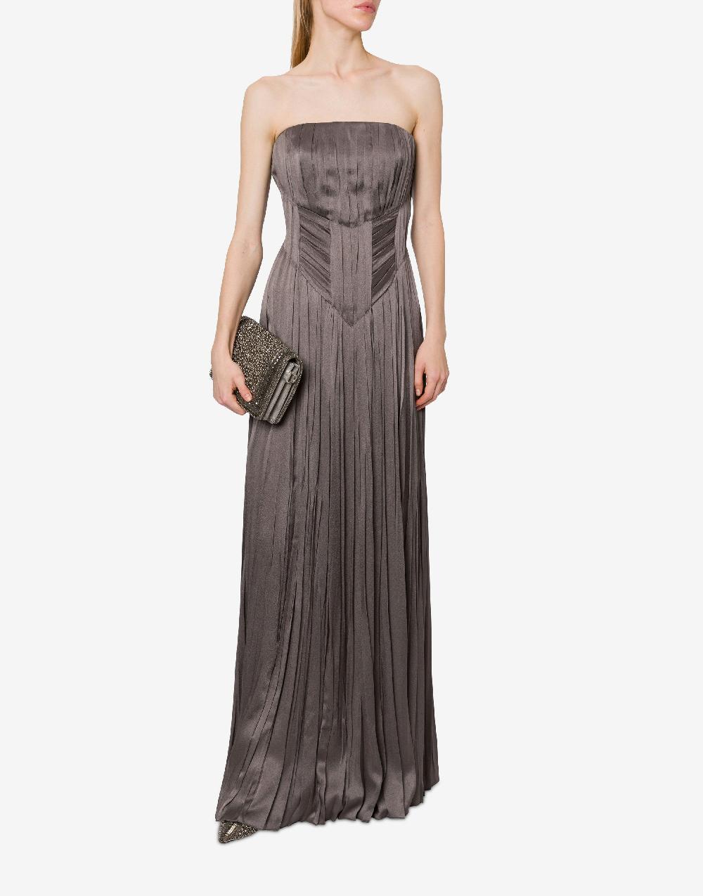 Alberta Ferretti Abito bustier in raso plissé Qualità Garantita
