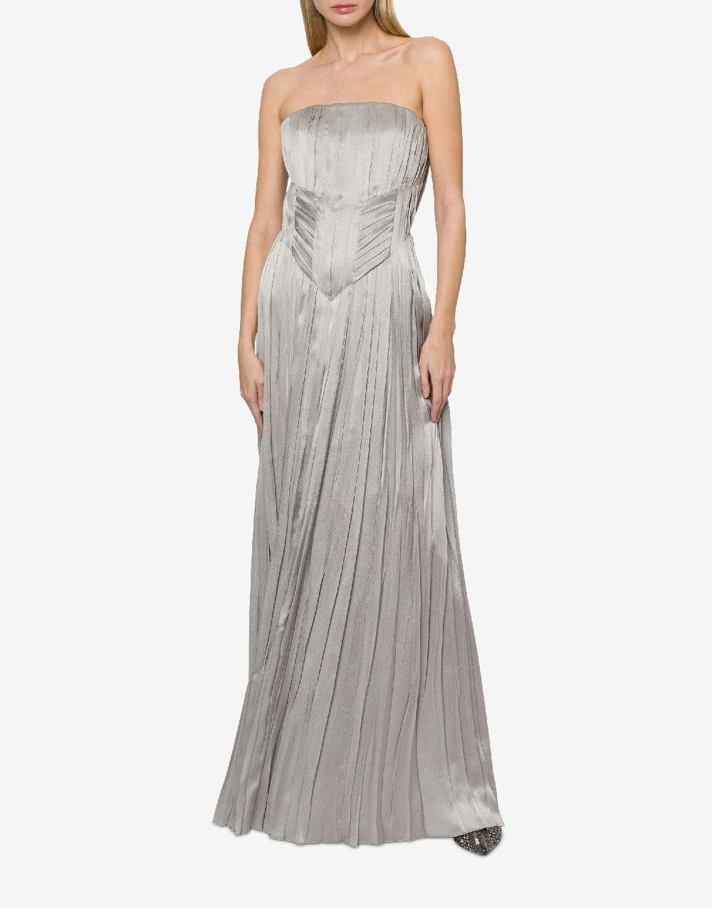 Alberta Ferretti Abito bustier in raso plissé Negozi Online