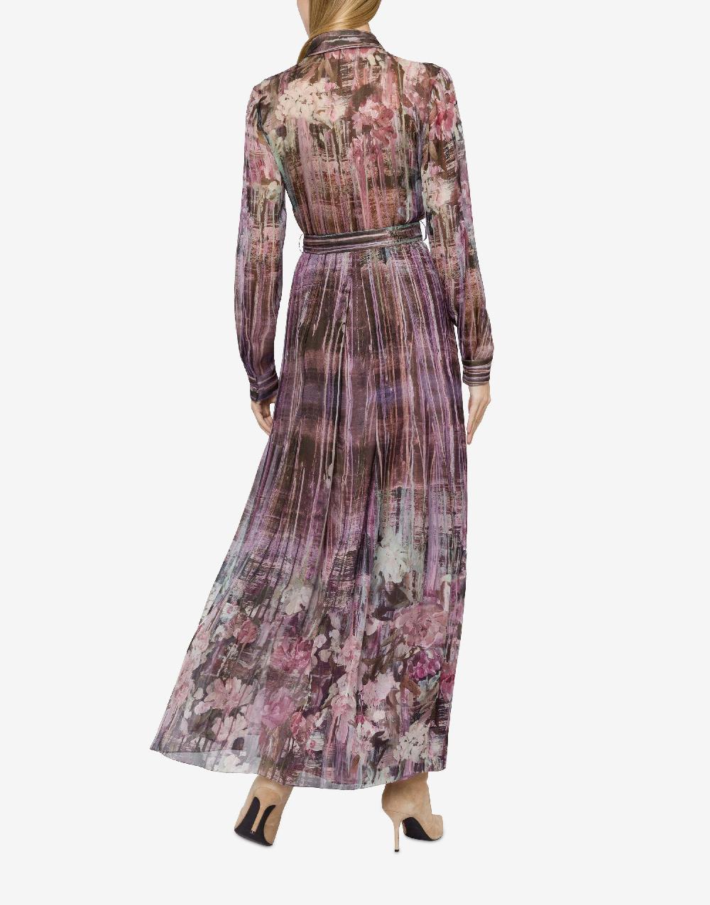 Alberta Ferretti Abito in chiffon con stampa Dripping Roses Acquista Ora