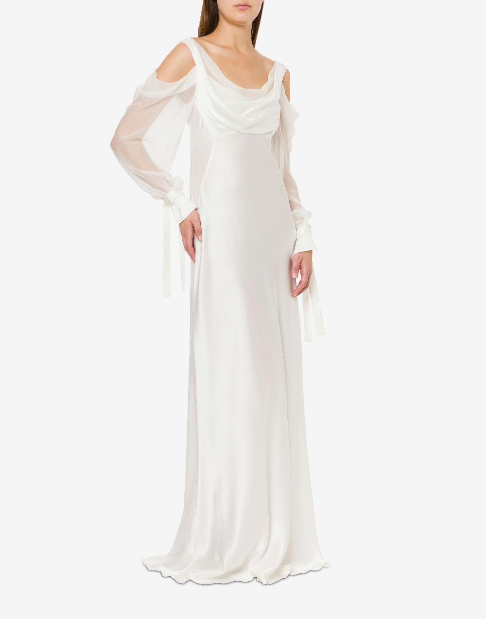 Alberta Ferretti Abito in raso con maniche in chiffon Shopping Online