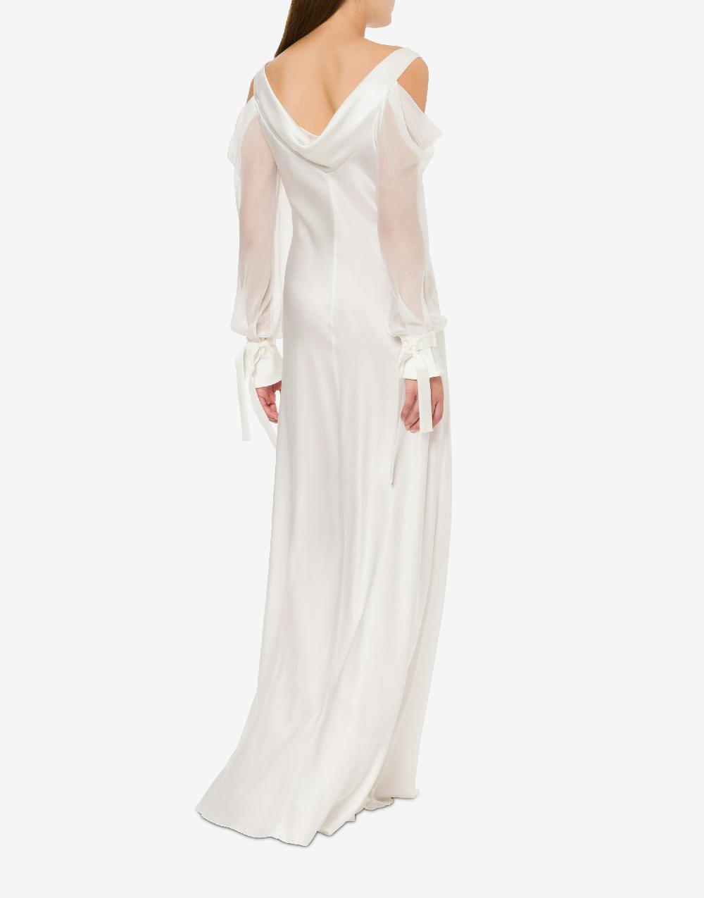 Alberta Ferretti Abito in raso con maniche in chiffon Shopping Online
