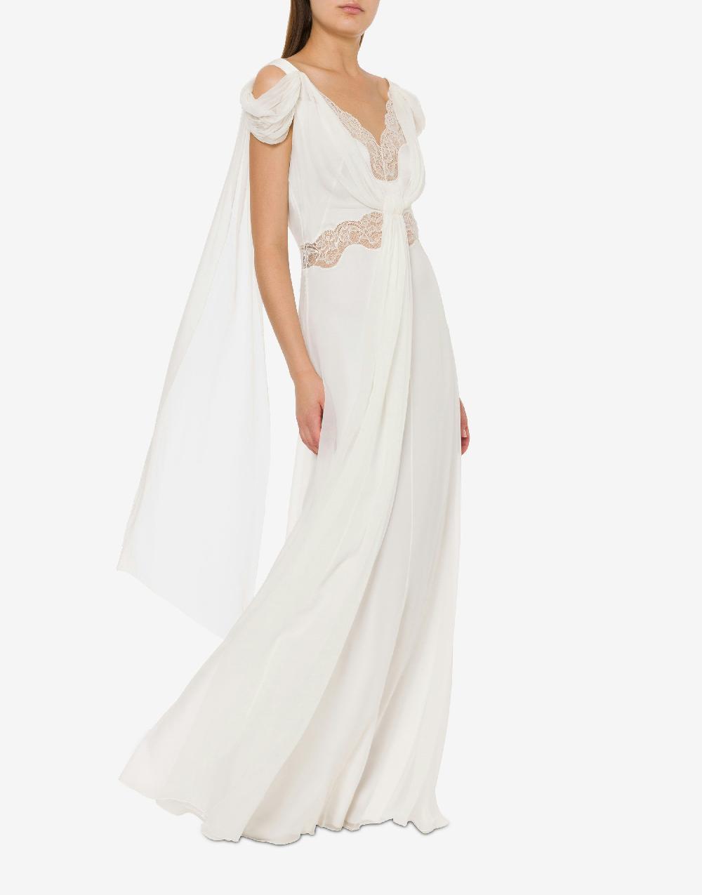 Alberta Ferretti Abito in chiffon con pizzo e drappi Affare Del Giorno