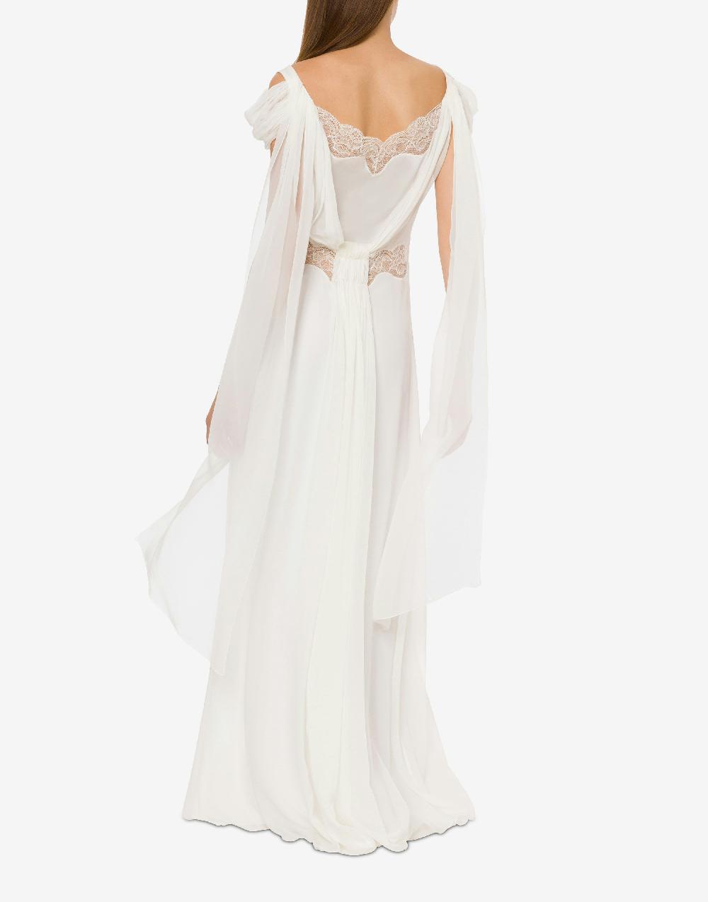 Alberta Ferretti Abito in chiffon con pizzo e drappi Affare Del Giorno