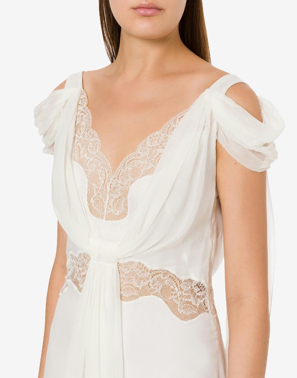 Alberta Ferretti Abito in chiffon con pizzo e drappi Affare Del Giorno