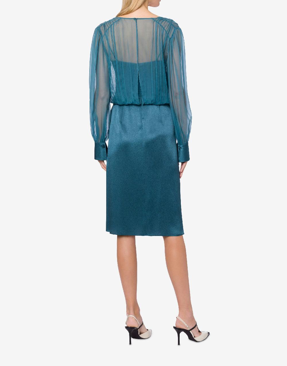 Alberta Ferretti Abito midi in raso e chiffon Sottocosto