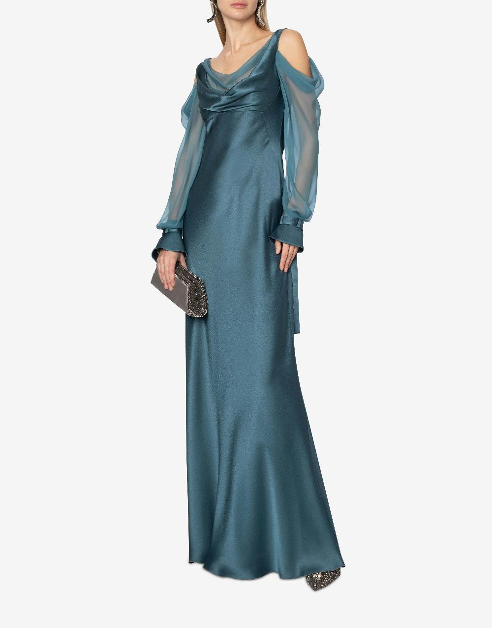 Alberta Ferretti Abito in raso con maniche in chiffon Convenienza