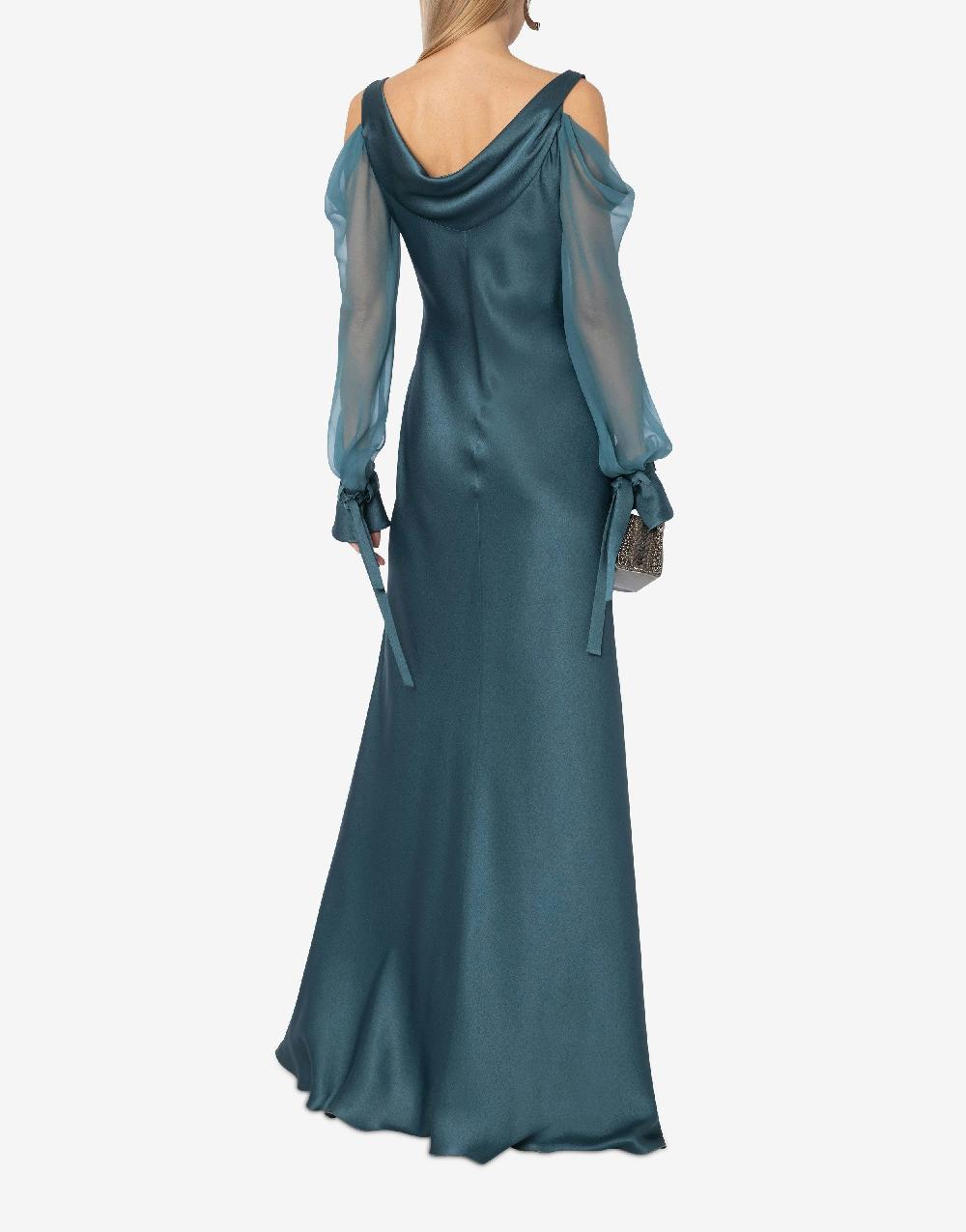 Alberta Ferretti Abito in raso con maniche in chiffon Convenienza