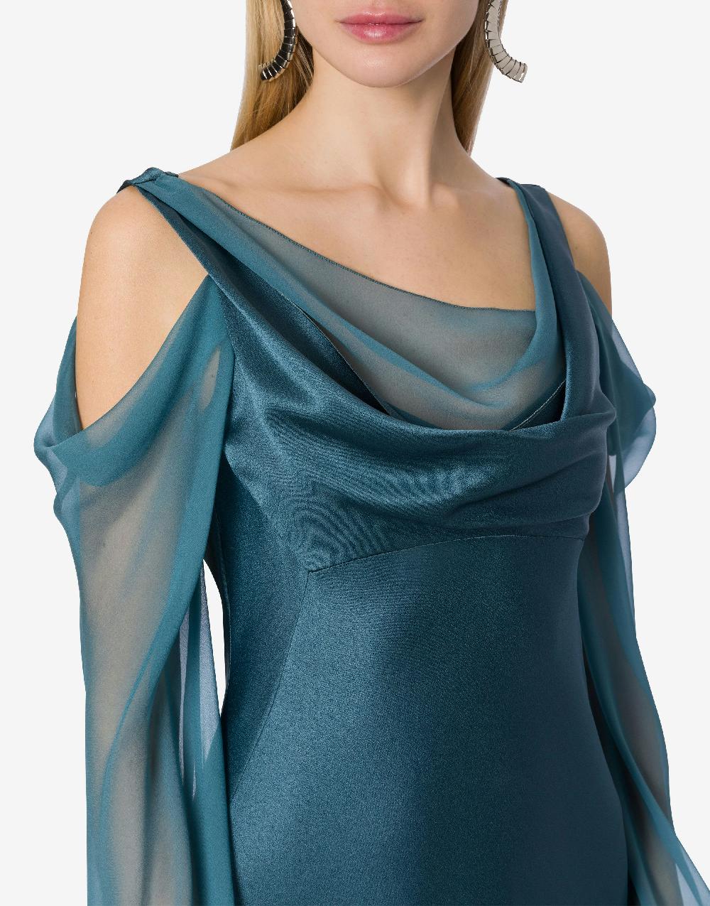 Alberta Ferretti Abito in raso con maniche in chiffon Convenienza