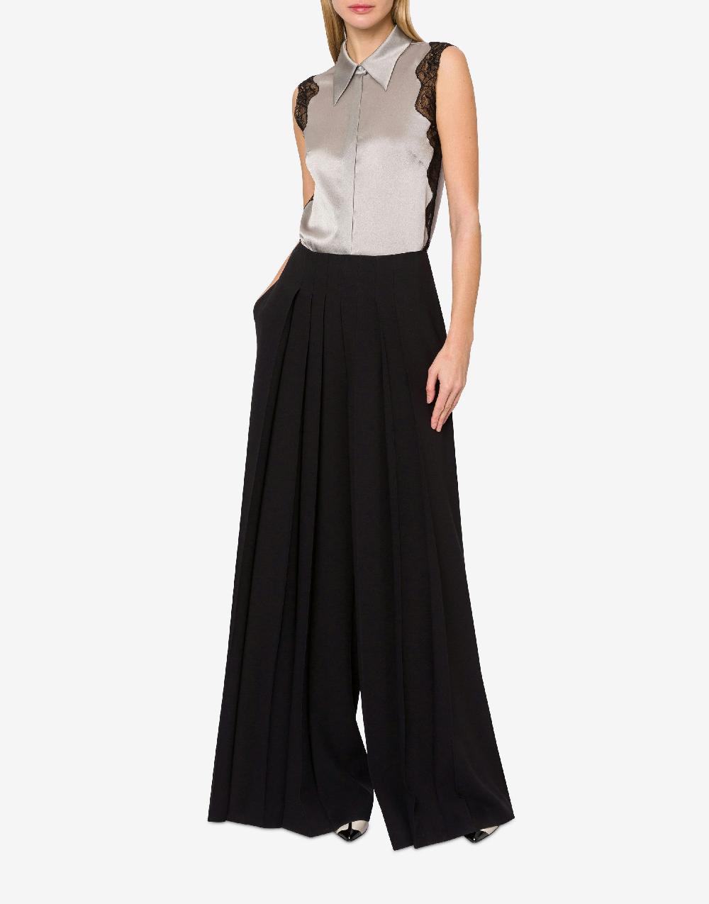 Alberta Ferretti Top camicia in raso con pizzo Offerta speciale