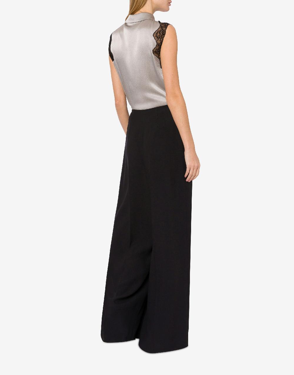 Alberta Ferretti Top camicia in raso con pizzo Offerta speciale
