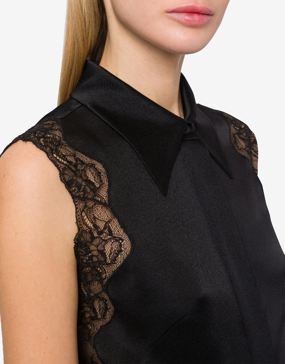 Alberta Ferretti Top camicia in raso con pizzo Comprare a buon mercato