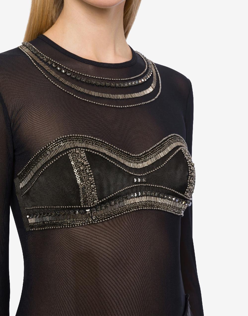 Alberta Ferretti T-shirt in tulle con ricamo Black Friday