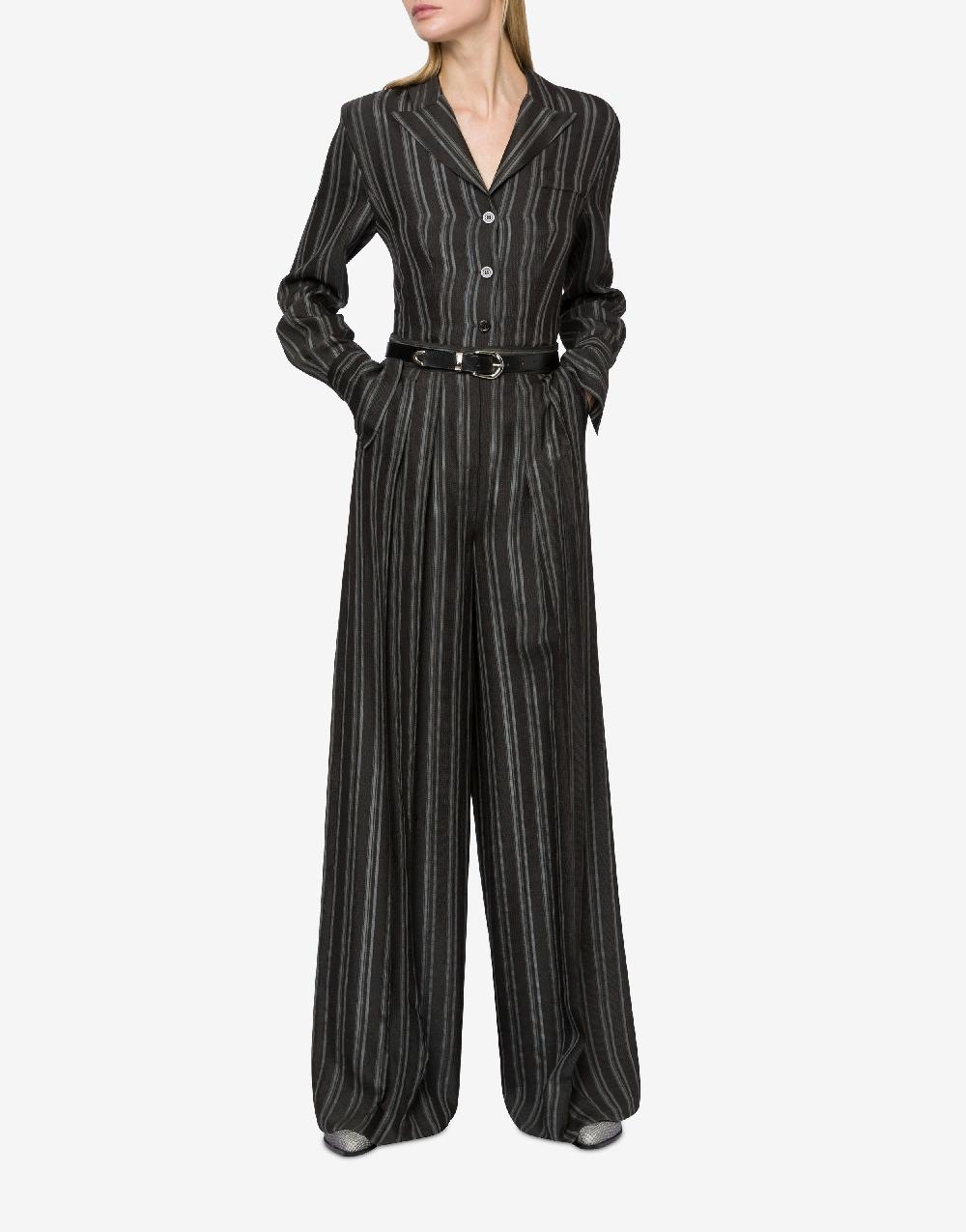 Alberta Ferretti Pantalone a palazzo in saglia di viscosa rigata Offerte esclusive