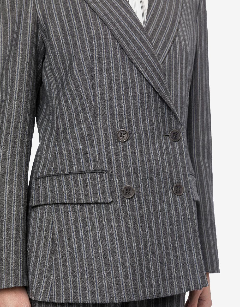 Alberta Ferretti Giacca doppiopetto in flanella rigata stretch Grandi sconti