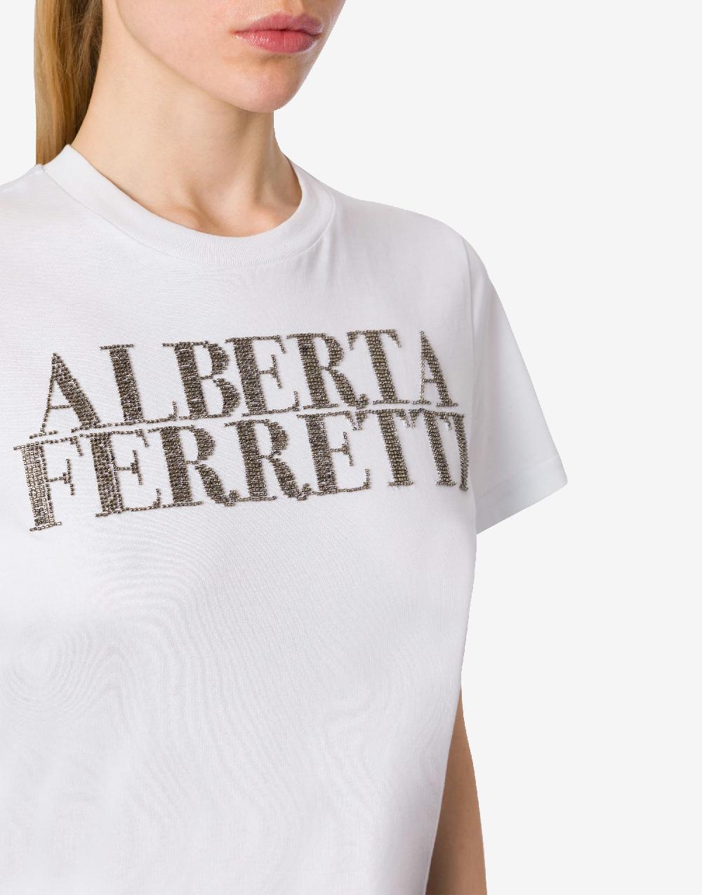 Alberta Ferretti T-shirt in jersey con ricamo logo Bestseller
