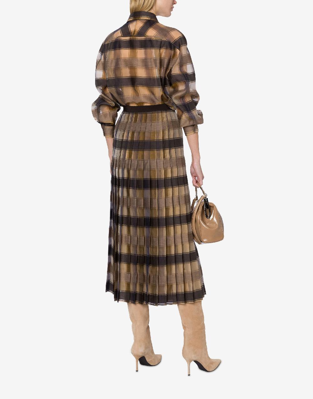 Alberta Ferretti Camicia oversize in organza check lana seta Comprane uno, ottenene uno gratis
