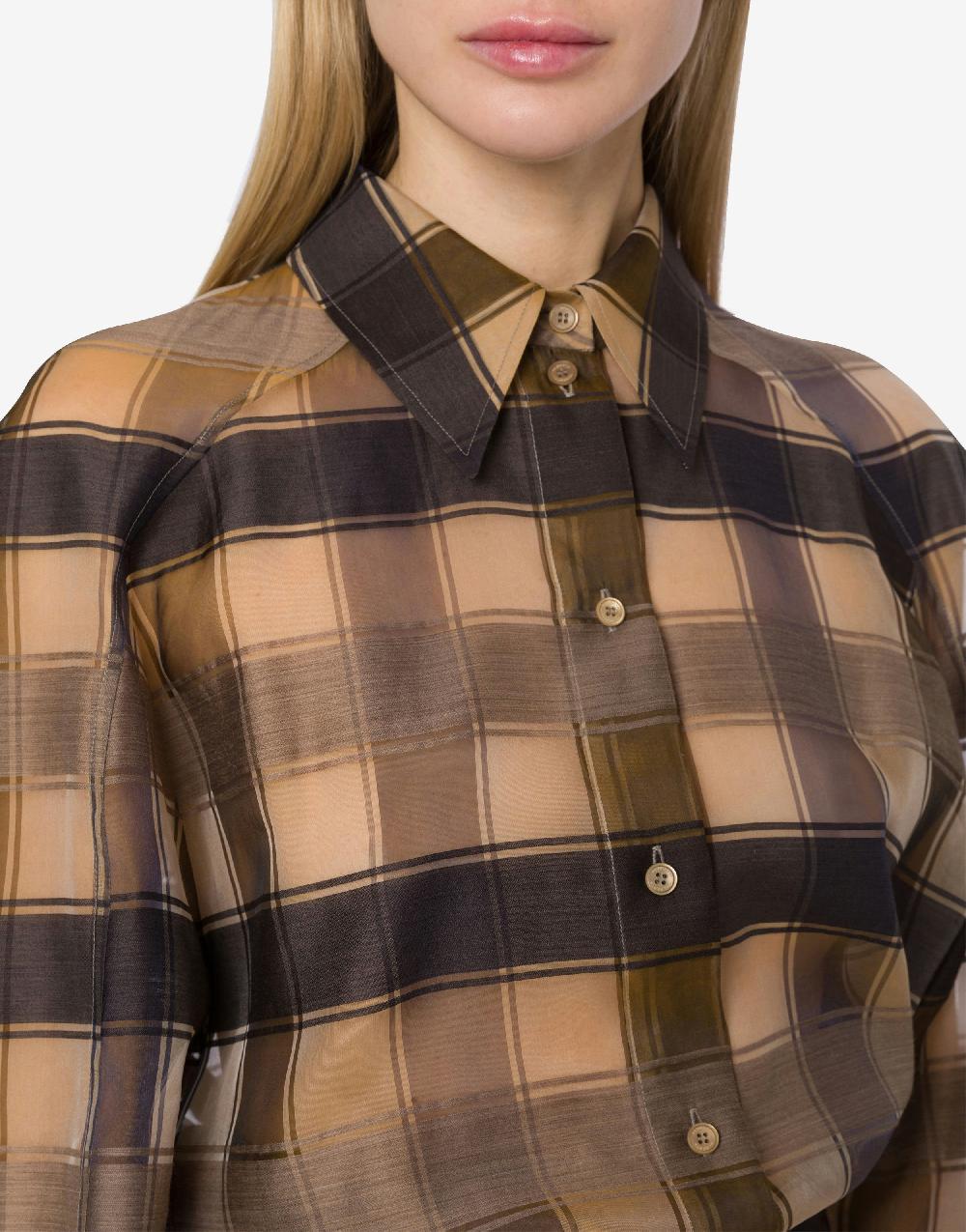 Alberta Ferretti Camicia oversize in organza check lana seta Comprane uno, ottenene uno gratis