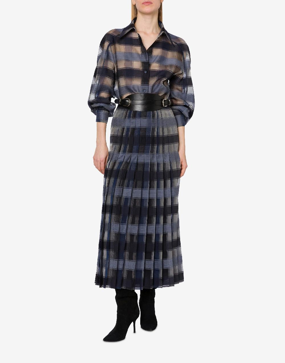 Alberta Ferretti Camicia oversize in organza check lana seta Sconti VIP