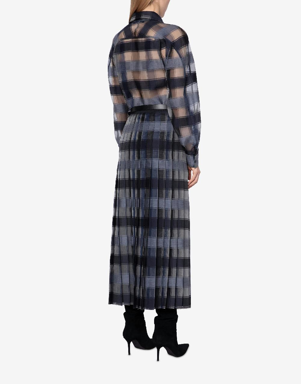 Alberta Ferretti Camicia oversize in organza check lana seta Sconti VIP