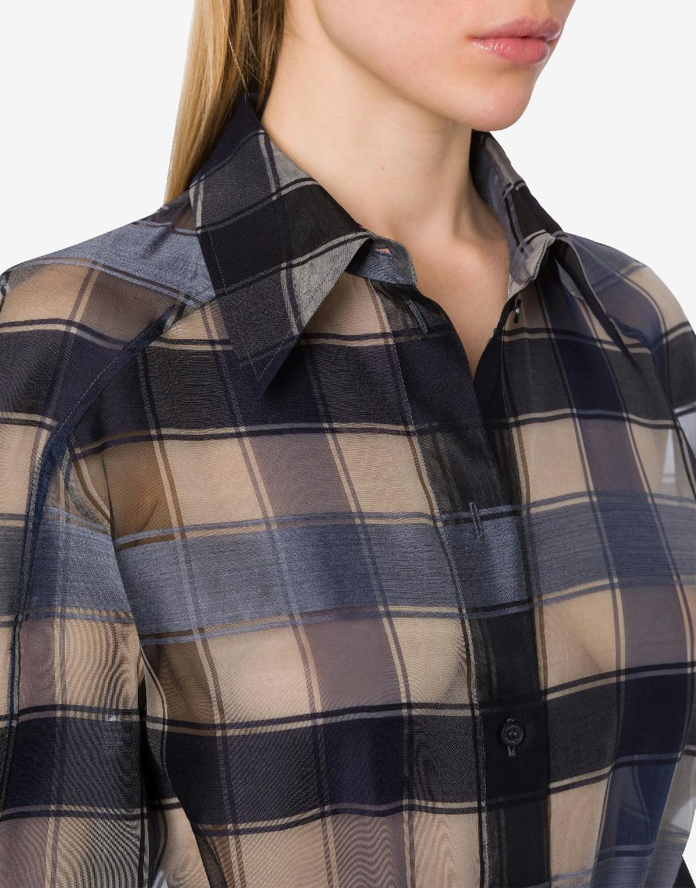 Alberta Ferretti Camicia oversize in organza check lana seta Sconti VIP