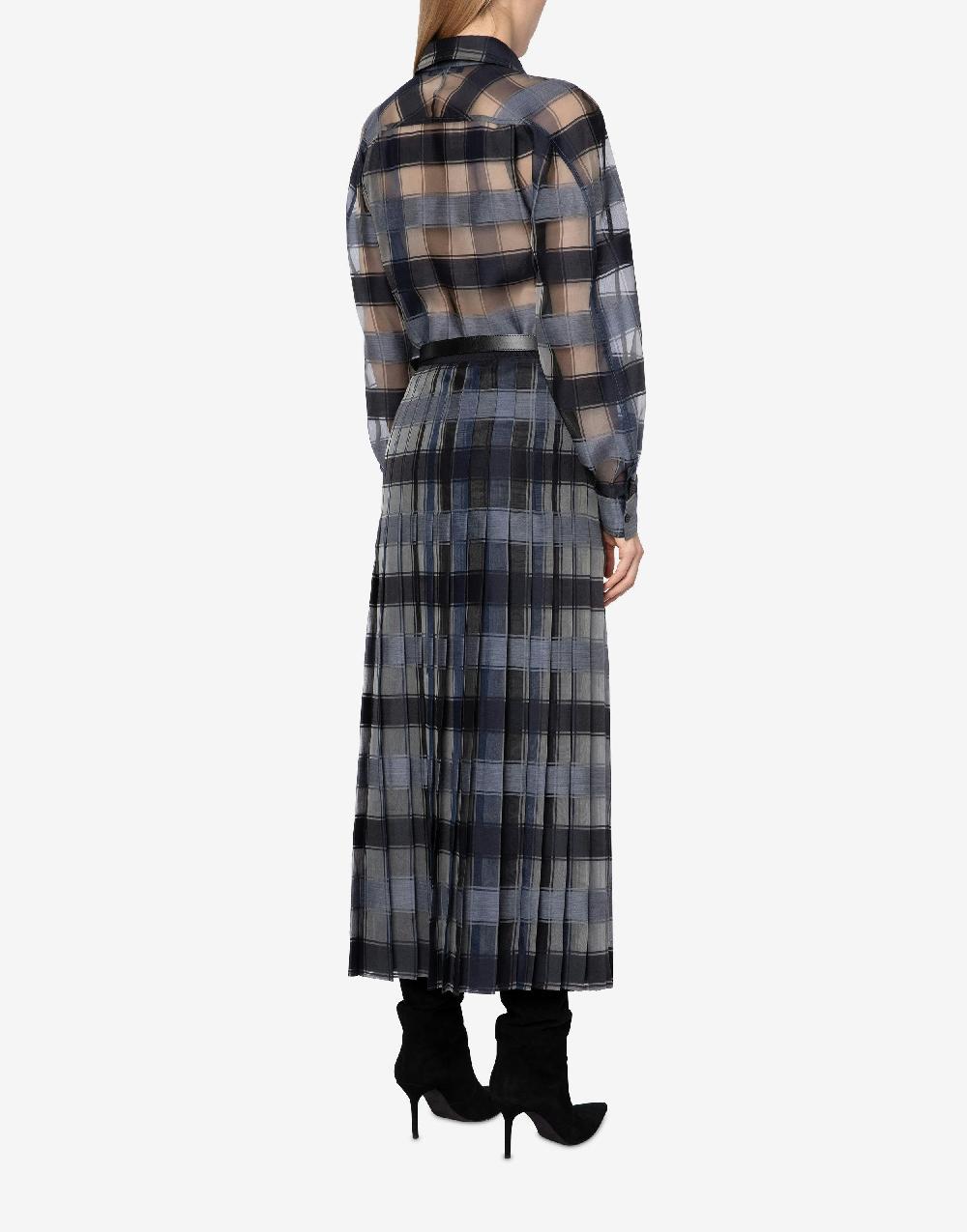 Alberta Ferretti Gonna a pieghe in organza check lana seta Super Saving Price