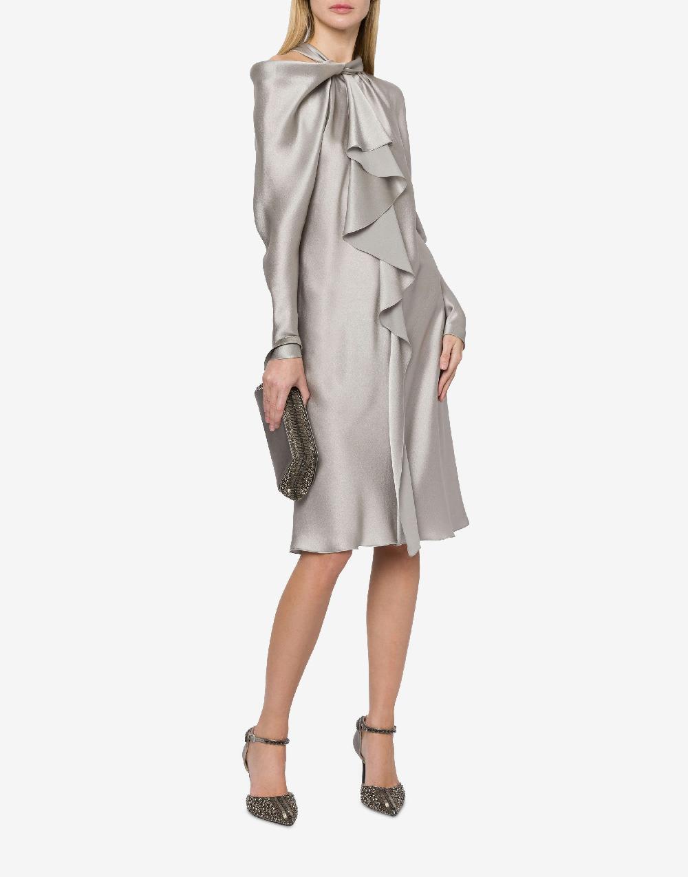 Alberta Ferretti Abito midi in raso con ruche Ultimi due giorni