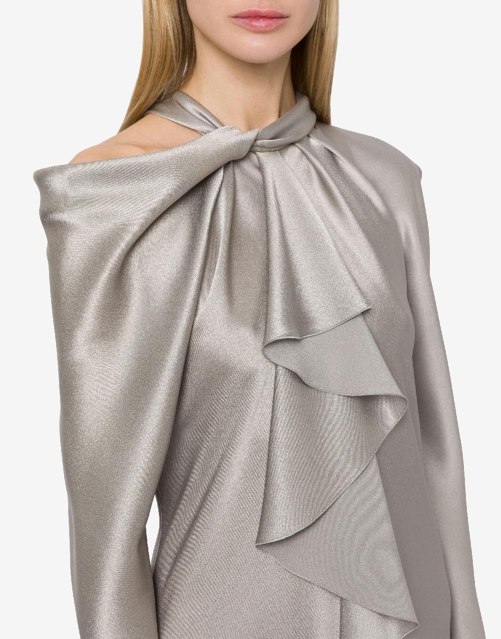 Alberta Ferretti Abito midi in raso con ruche Ultimi due giorni
