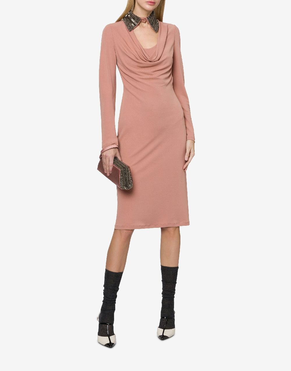 Alberta Ferretti Abito in organzino con colletto ricamato Fino al 60% di sconto
