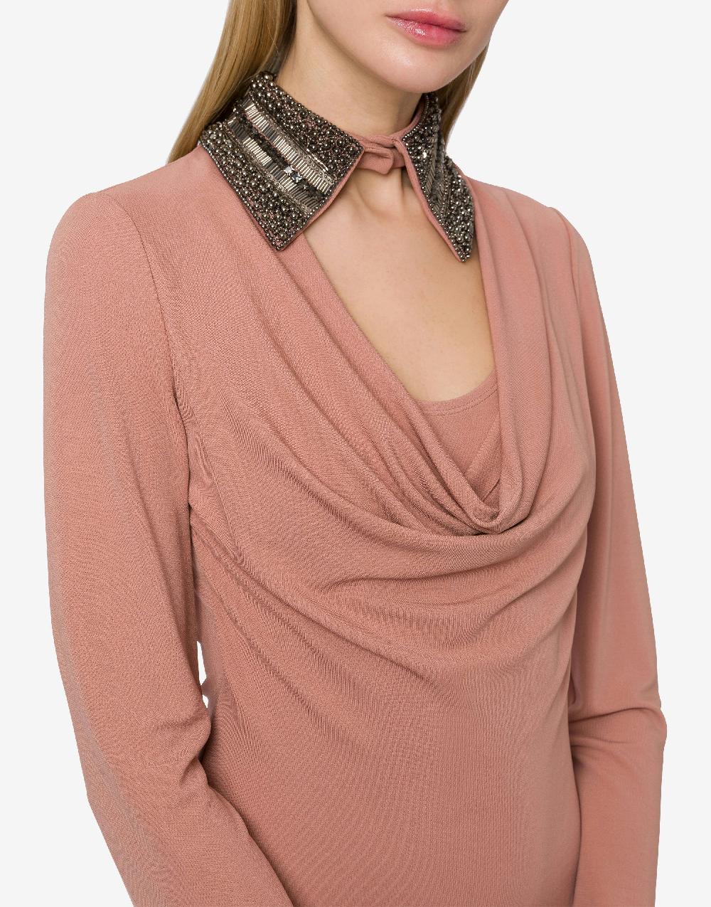 Alberta Ferretti Abito in organzino con colletto ricamato Fino al 60% di sconto