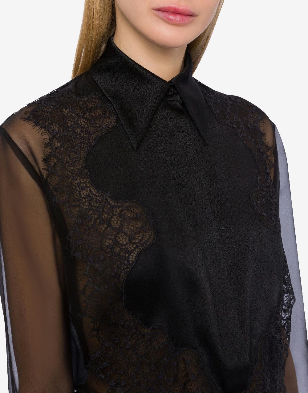 Alberta Ferretti Camicia in chiffon organico con pizzo Sostegno trimestrale