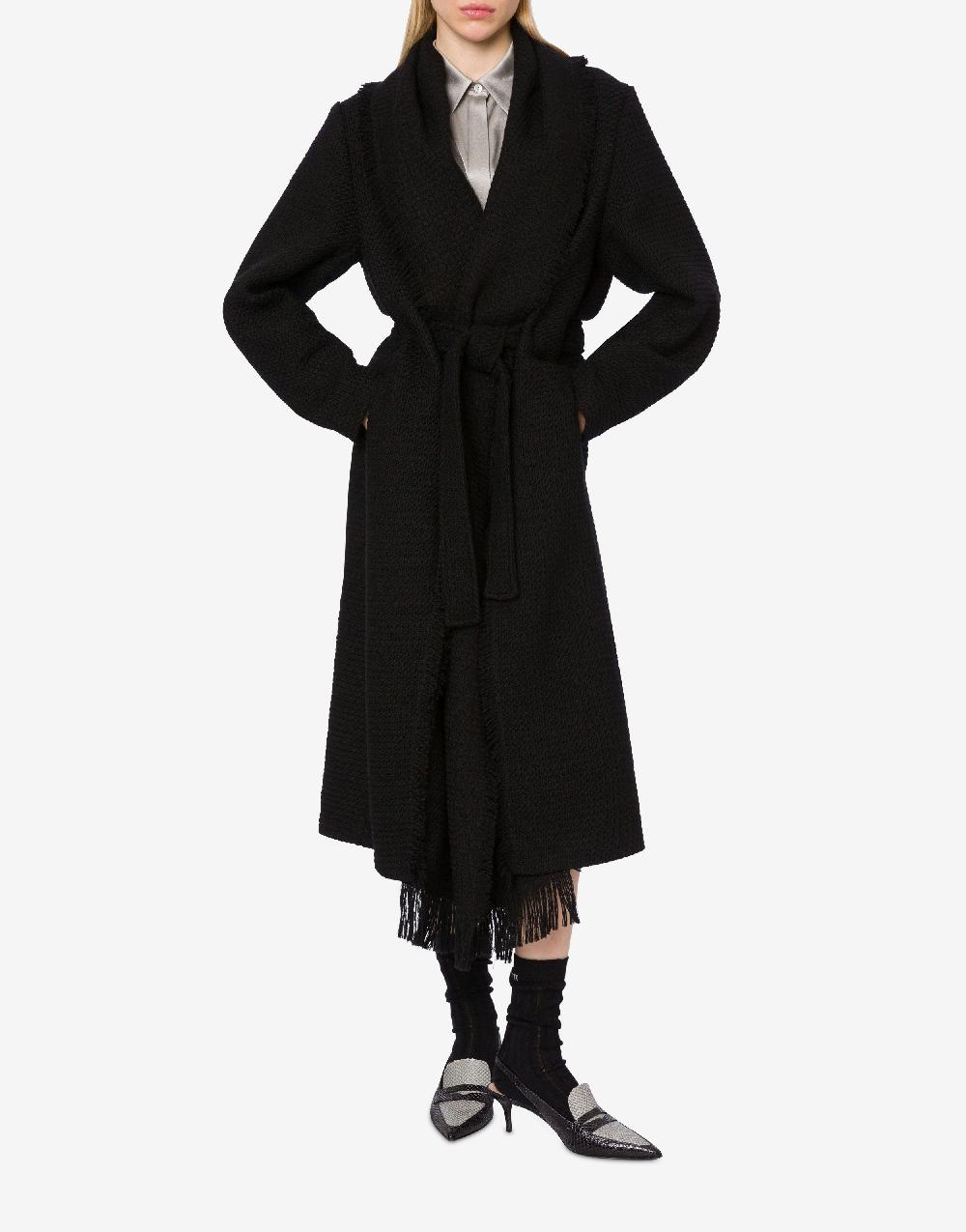 Alberta Ferretti Cappotto in stuoia di lana con frange Officina