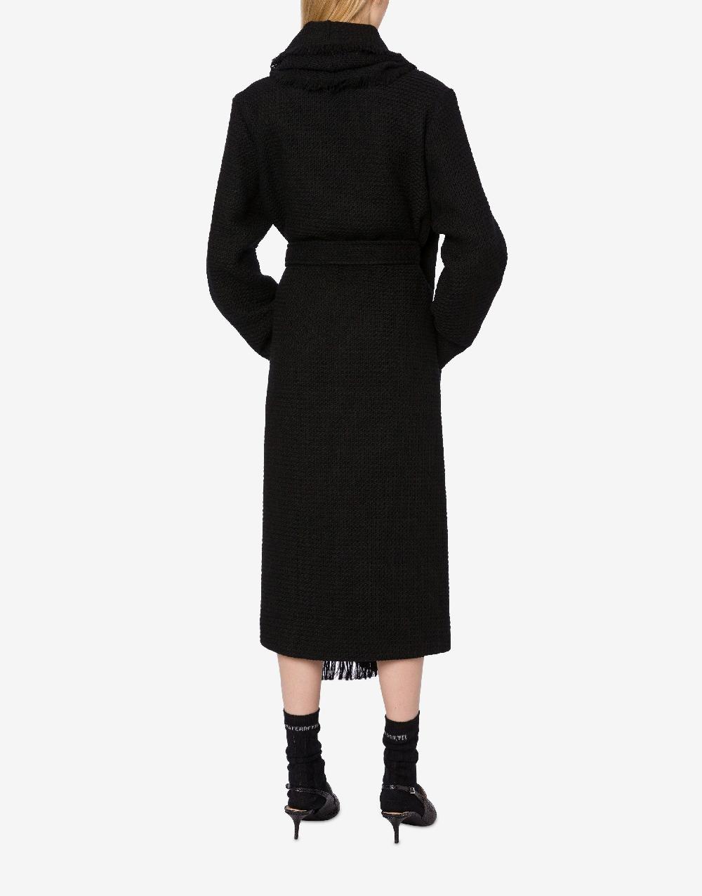 Alberta Ferretti Cappotto in stuoia di lana con frange Officina