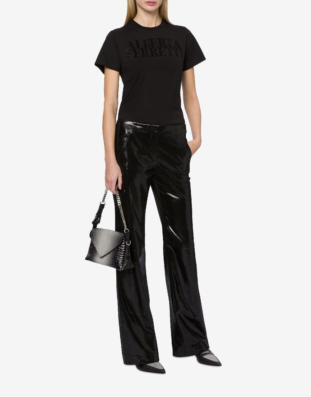 Alberta Ferretti T-shirt in jersey con ricamo logo Black Friday Prezzi