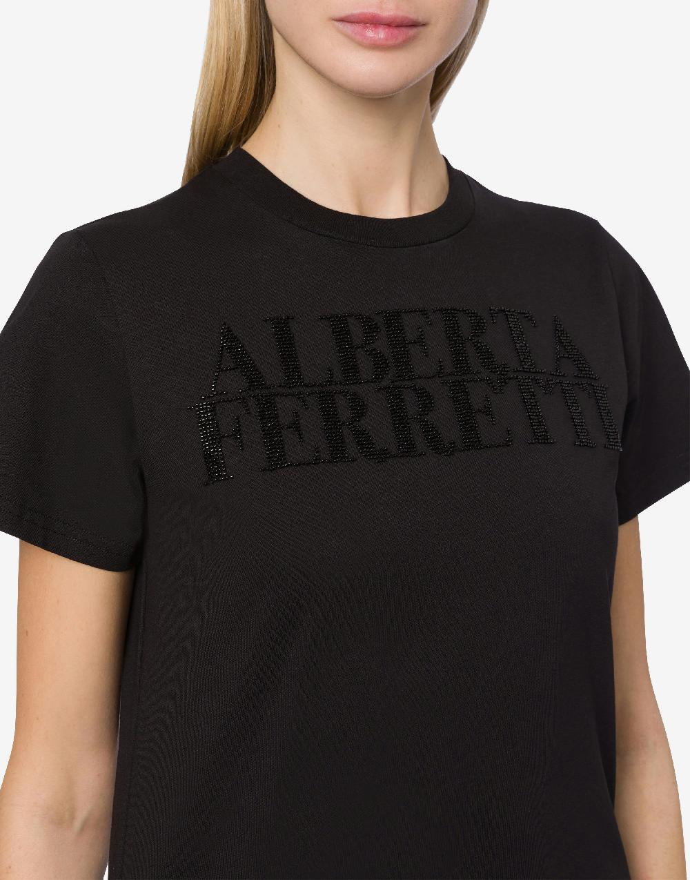 Alberta Ferretti T-shirt in jersey con ricamo logo Black Friday Prezzi