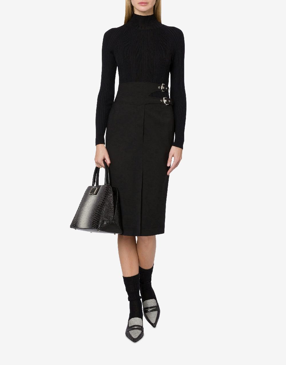 Alberta Ferretti Gonna midi in tela di lana stretch In vendita