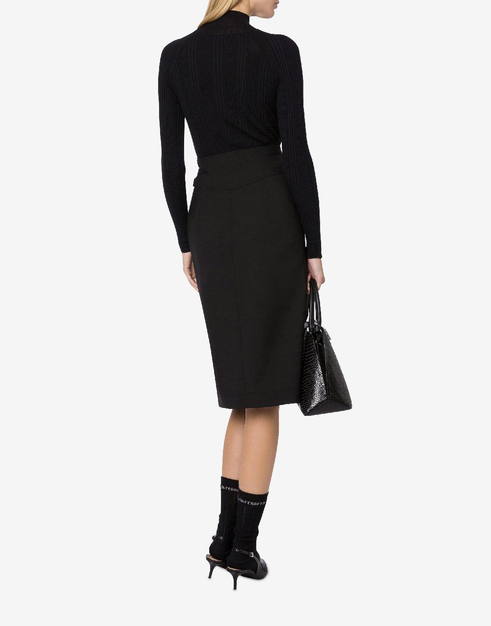 Alberta Ferretti Gonna midi in tela di lana stretch In vendita