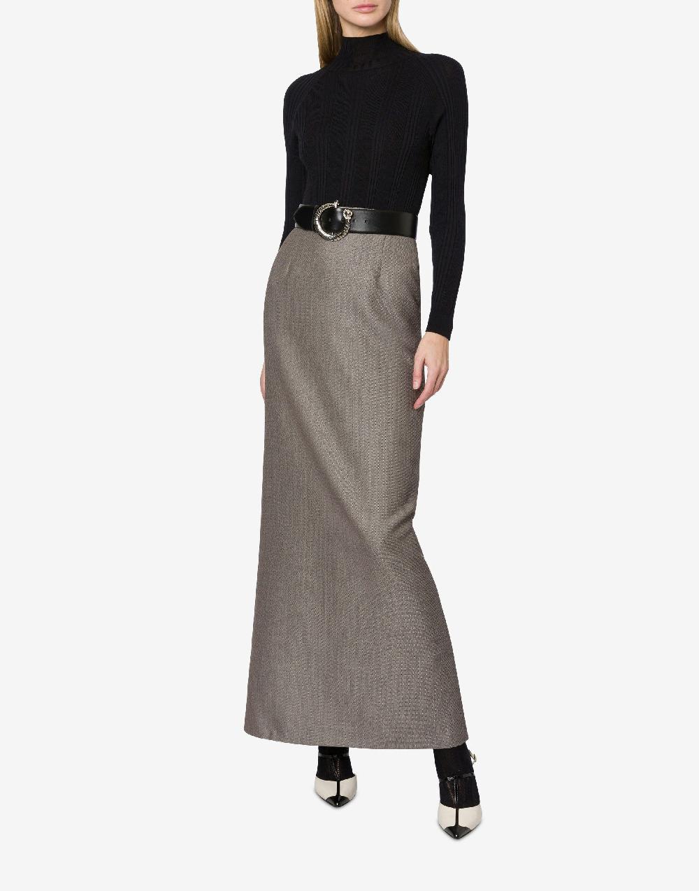 Alberta Ferretti Gonna lunga in tweed di lana In Linea