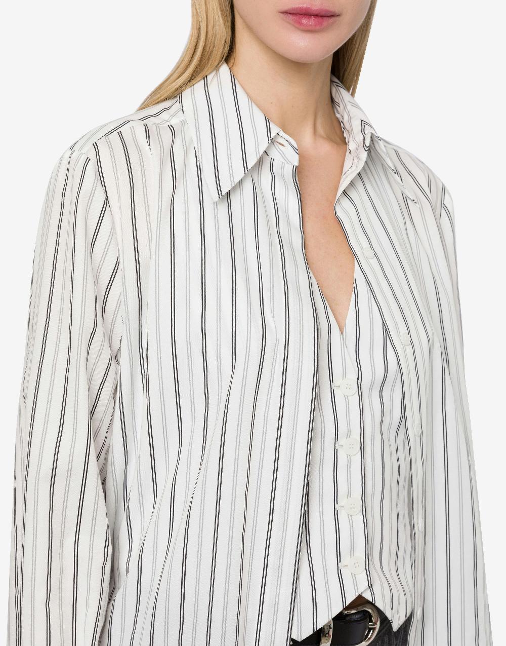 Alberta Ferretti Camicia in drill rigato con gilet Vendita