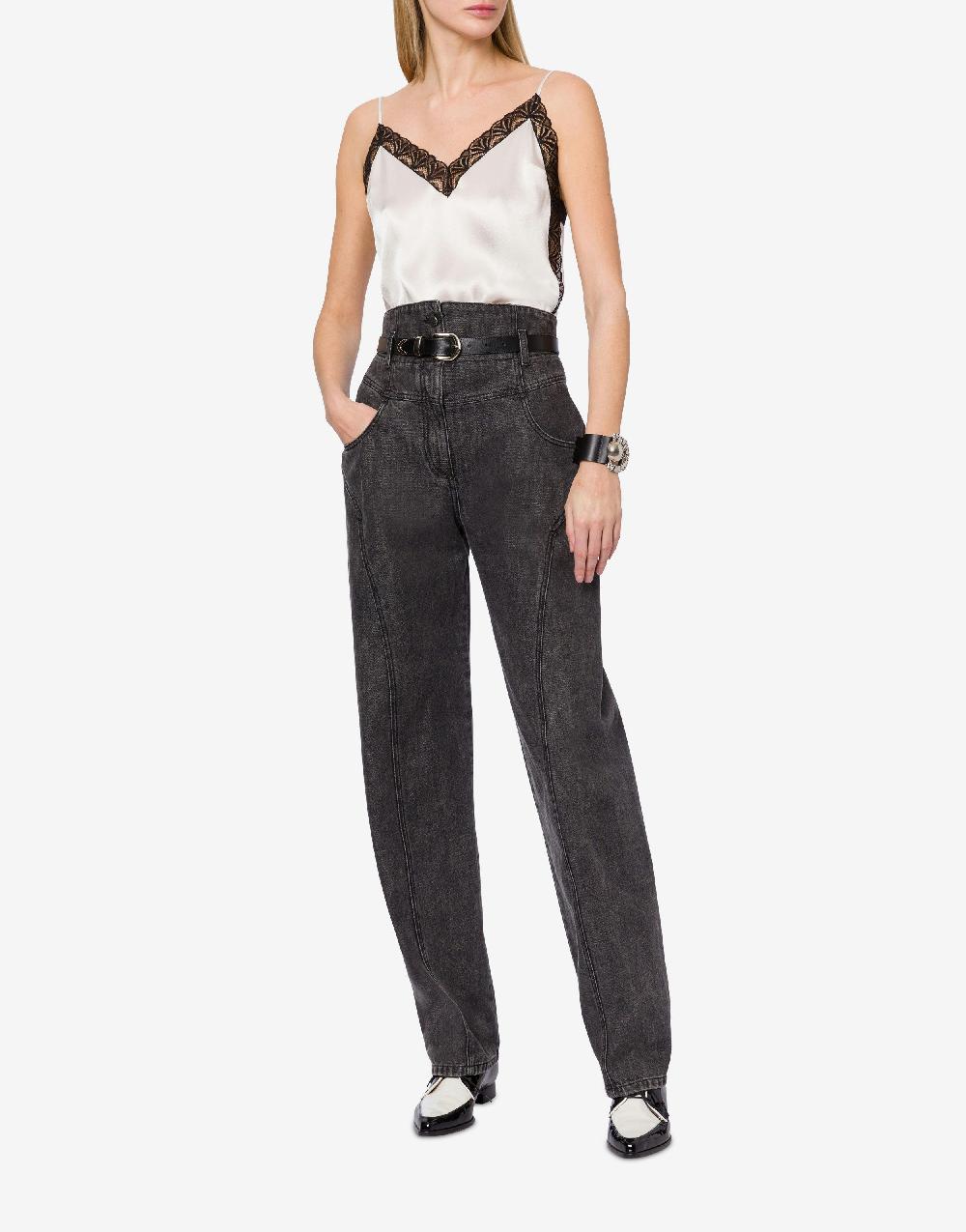 Alberta Ferretti Top in raso con pizzo Promozione