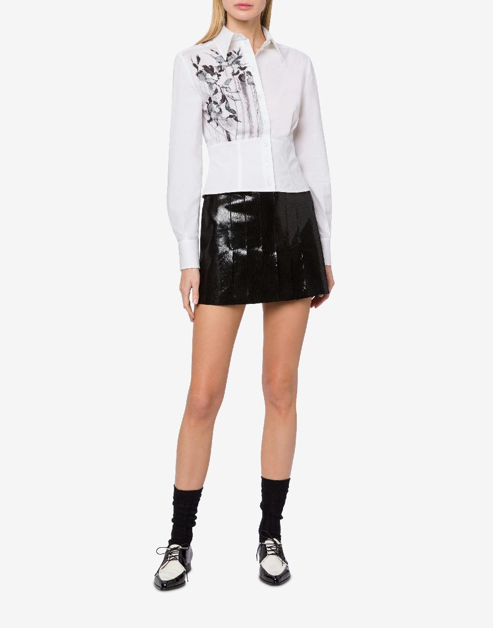 Alberta Ferretti Camicia in popeline stretch Dripping Roses Pezzi Unici