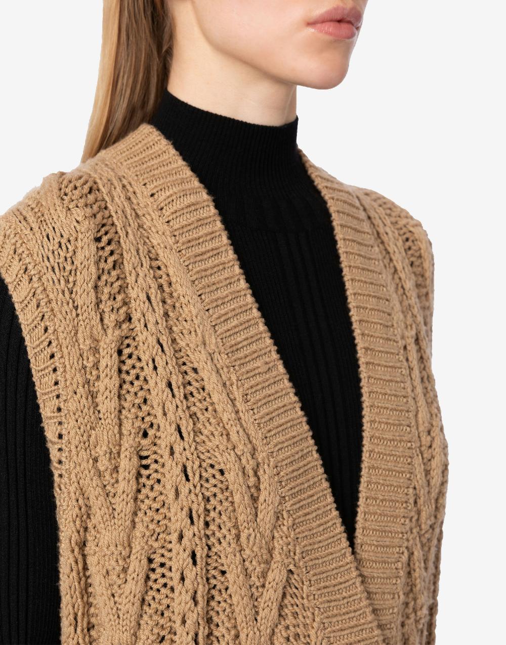 Alberta Ferretti Gilet lungo in maglia di lana e cashmere Affare Del Giorno