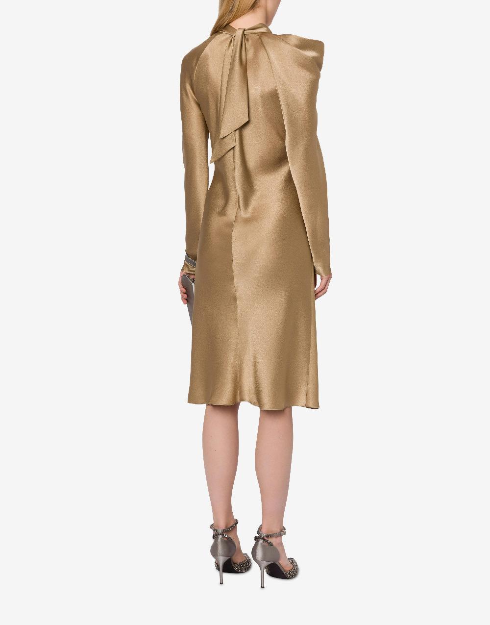 Alberta Ferretti Abito midi in raso con ruche Prezzo Ridotto