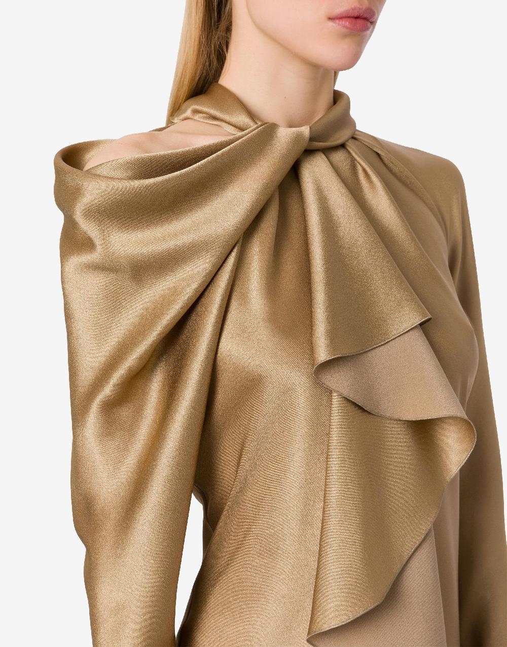 Alberta Ferretti Abito midi in raso con ruche Prezzo Ridotto