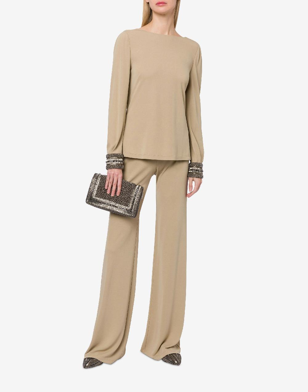 Alberta Ferretti Blusa in organzino con polsini ricamati Sottocosto