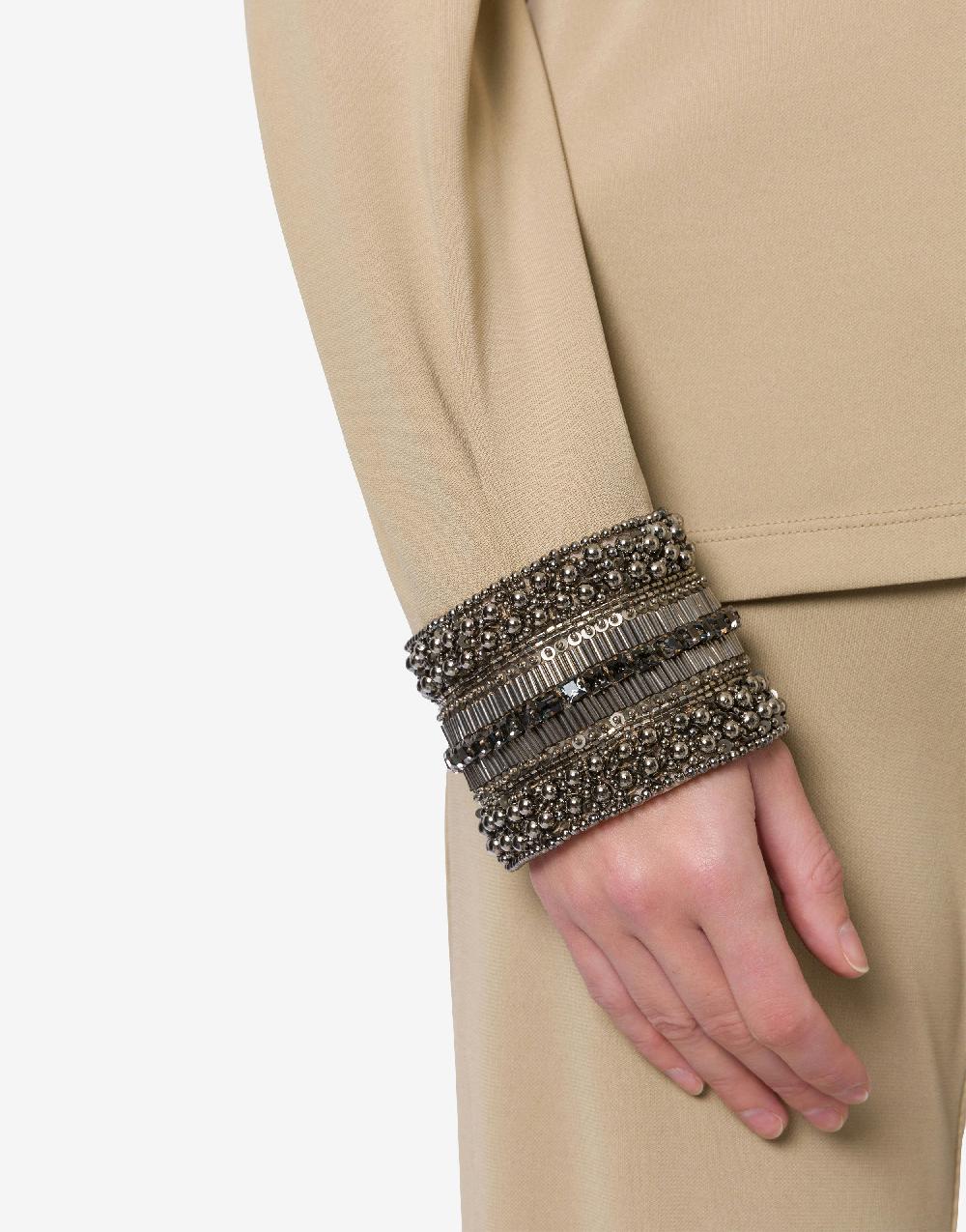 Alberta Ferretti Blusa in organzino con polsini ricamati Sottocosto