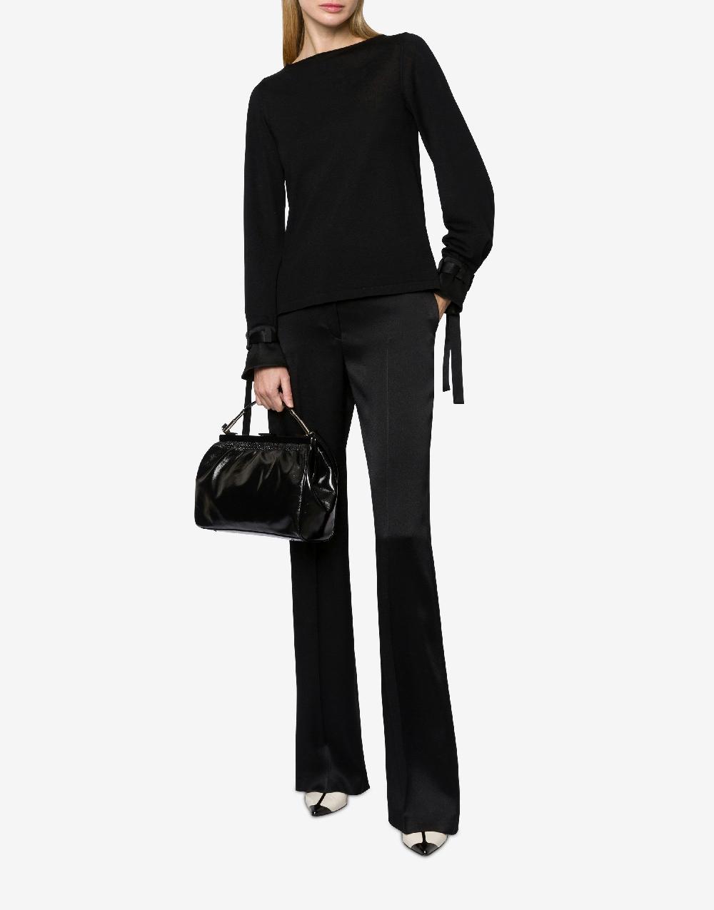 Alberta Ferretti Maglia in lana con nastri in raso Offerta